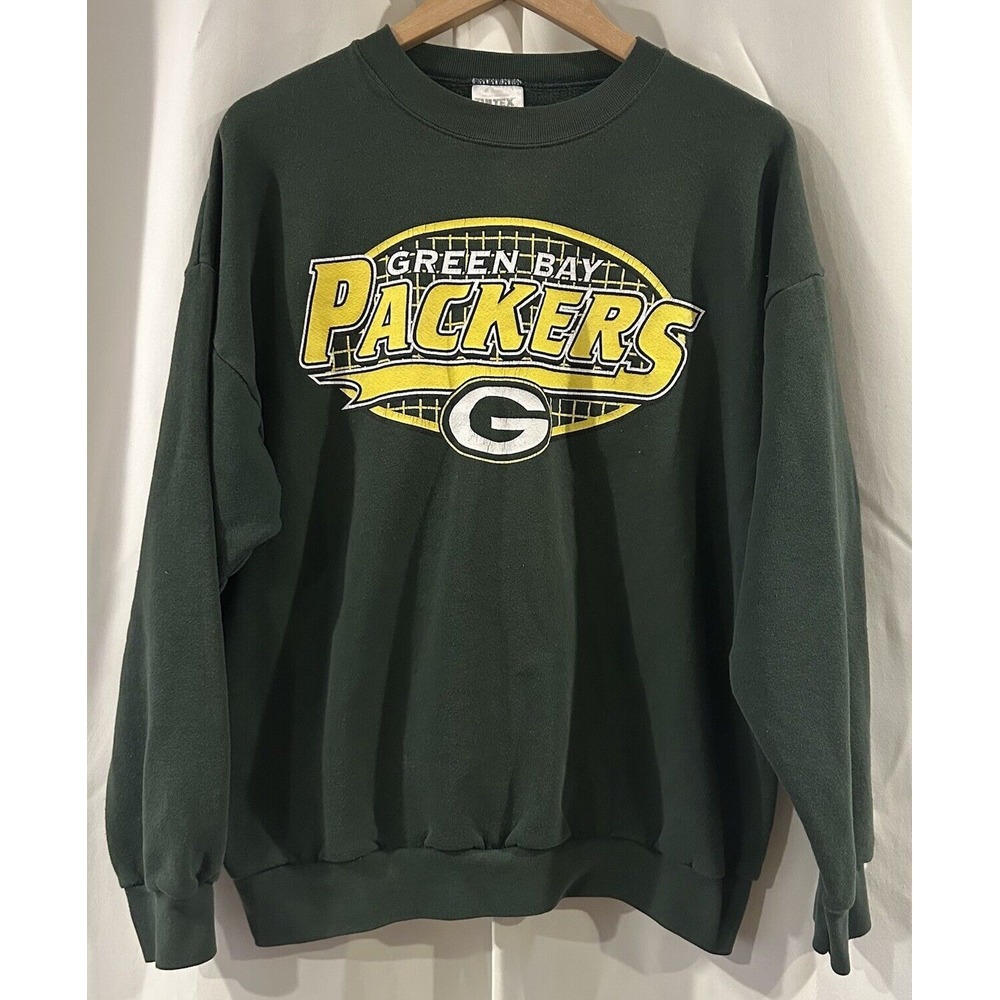 VINTAGE Green Bay Packers Sweatshirt Mens XL Green‎ Crewneck NFL 90s Y2K